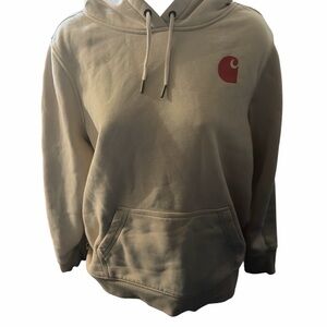 Carhartt Tan Hoodie with Red Logo
